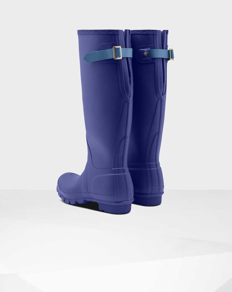 Women's Hunter Original Back Wellington Tall Rain Boots Blue | US7591603