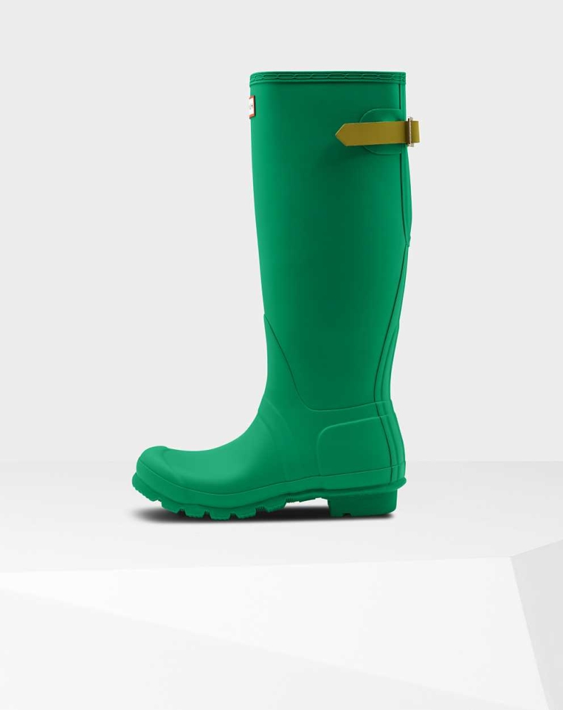 Women's Hunter Original Back Wellington Tall Rain Boots Green | US8952613