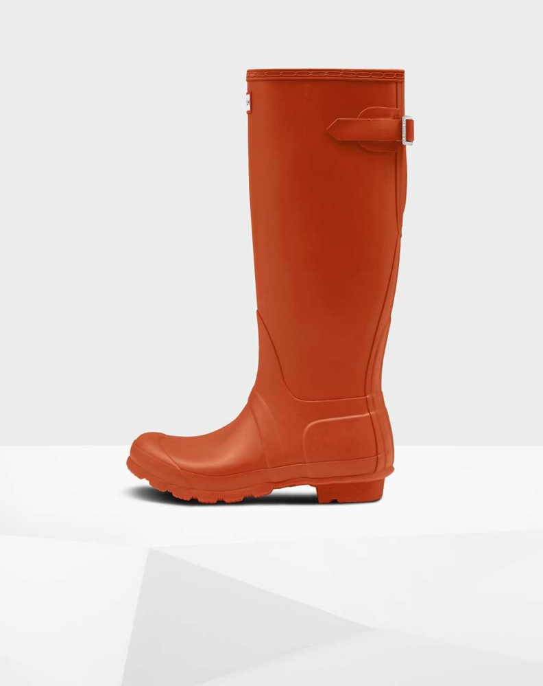 Women's Hunter Original Back Wellington Tall Rain Boots Red | US9754201