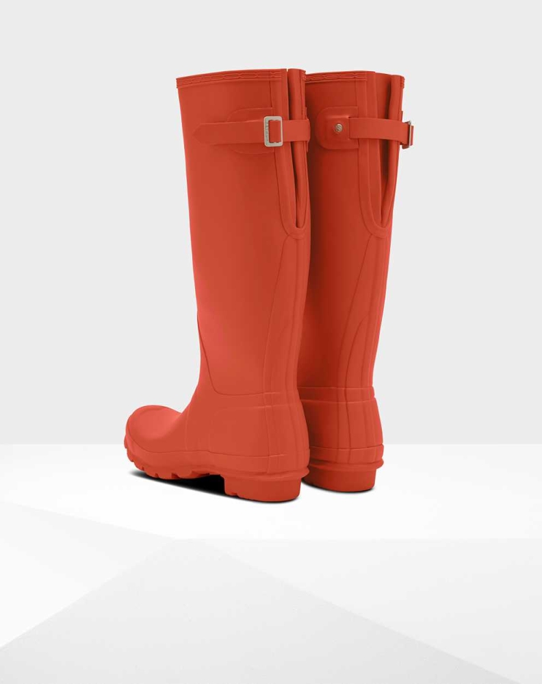 Women's Hunter Original Back Wellington Tall Rain Boots Red | US9754201