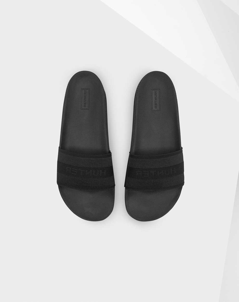 Women's Hunter Original Elastic Slides Black | US9362104