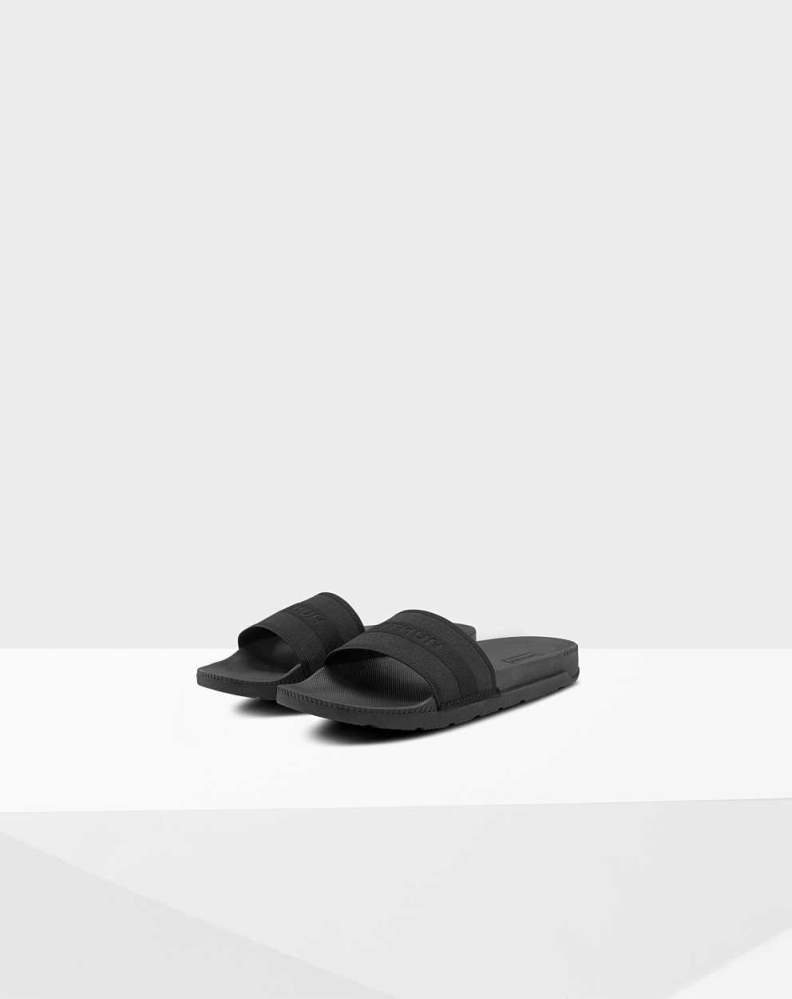 Women's Hunter Original Elastic Slides Black | US9362104