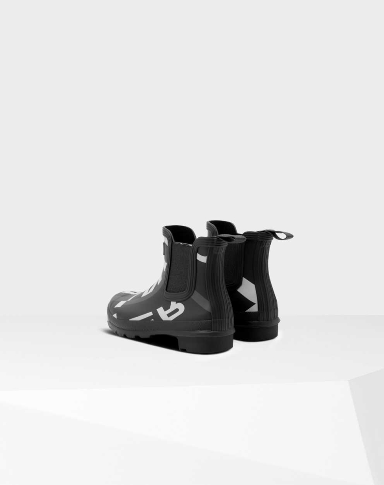 Women's Hunter Original Exploded Logo Chelsea Boots Black | US2970143