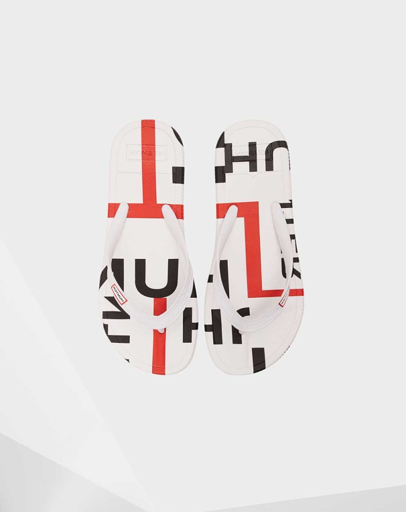 Women's Hunter Original Exploded Logo Flip Flops White | US1945732