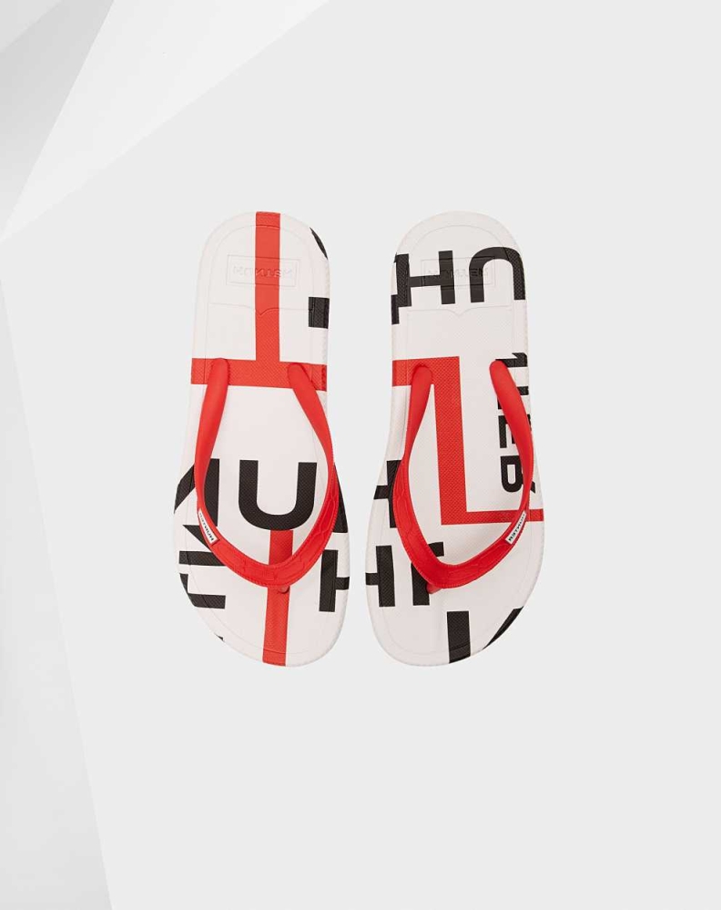 Women's Hunter Original Exploded Logo Flip Flops Red | US5621308