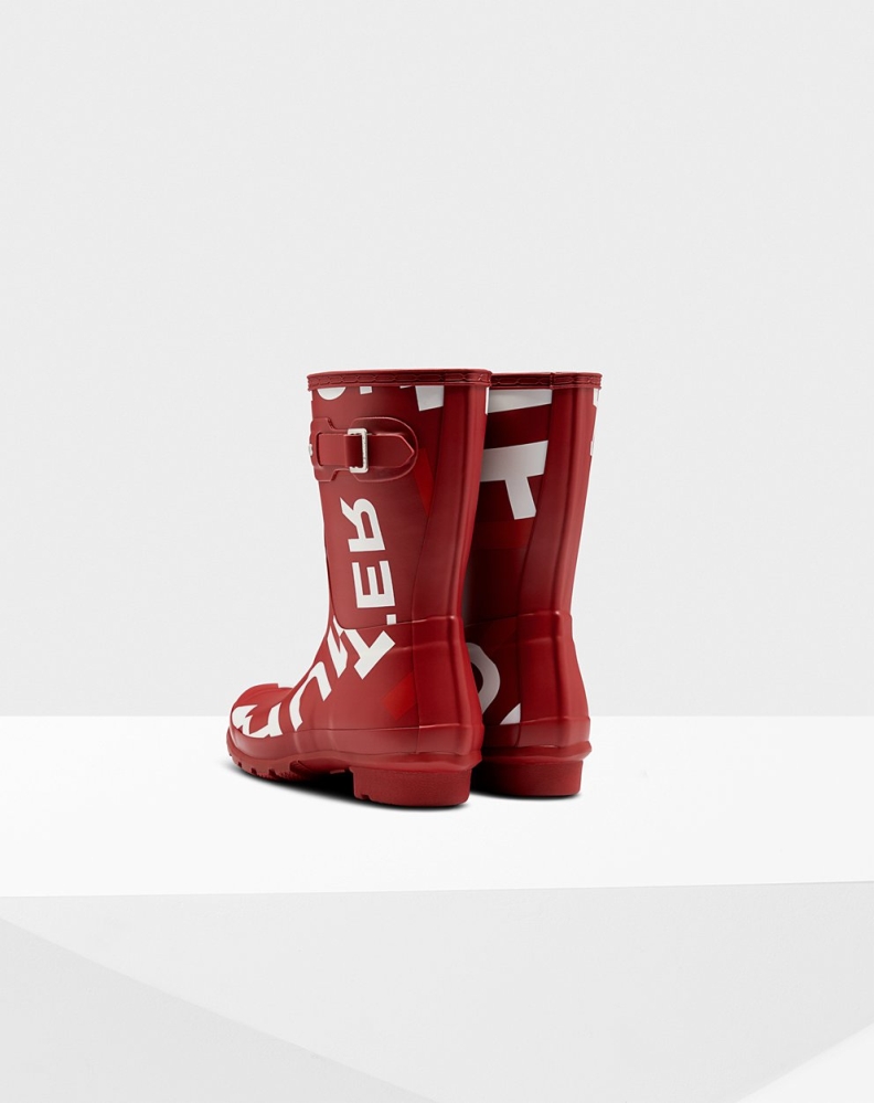 Women's Hunter Original Exploded Logo Short Rain Boots Red | US7820913