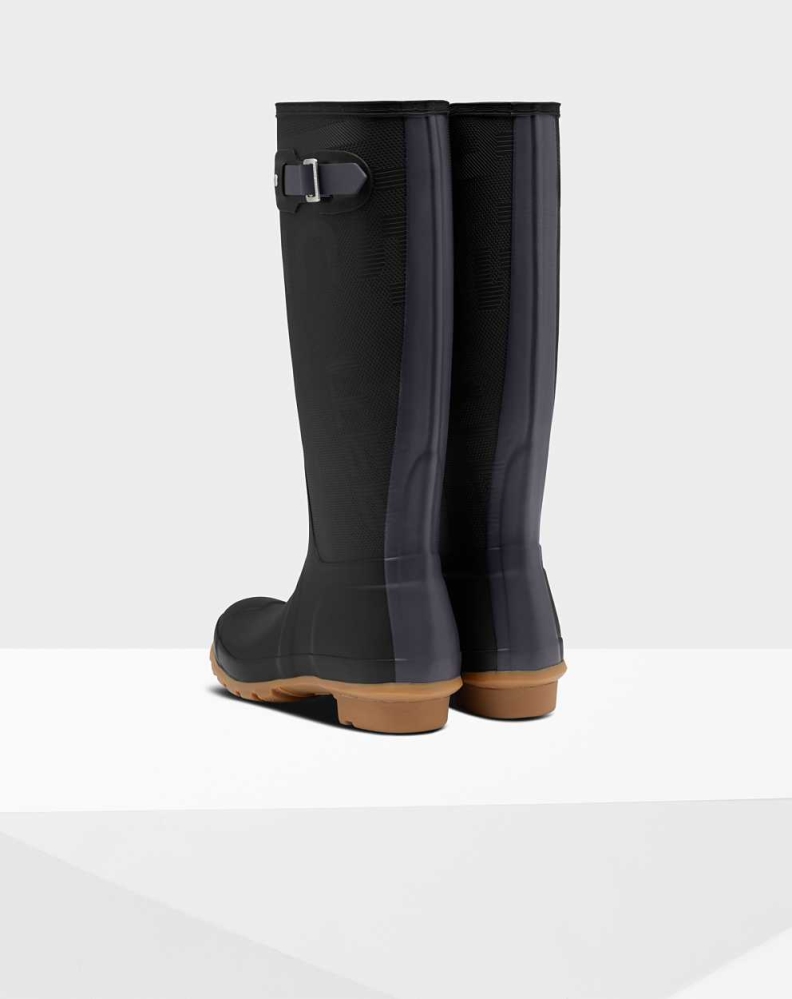 Women's Hunter Original Exploded Logo Texture Wellington Tall Rain Boots Black | US0463215