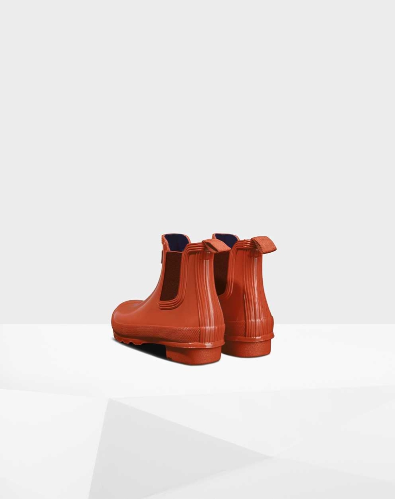 Women's Hunter Original Gloss Chelsea Boots Red | US1392705