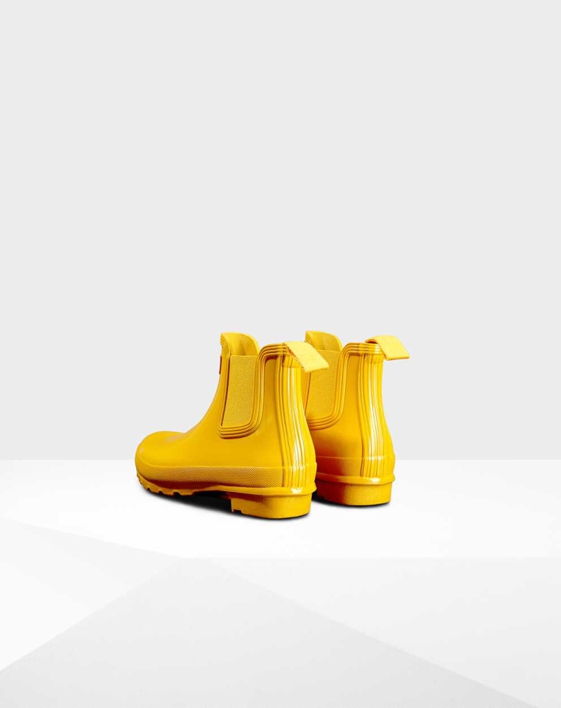 Women's Hunter Original Gloss Chelsea Boots Yellow | US2516943