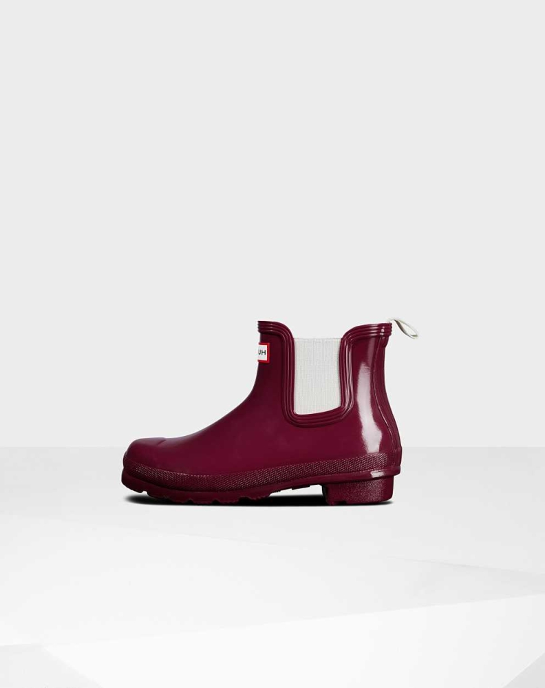 Women's Hunter Original Gloss Chelsea Boots Red | US5139684