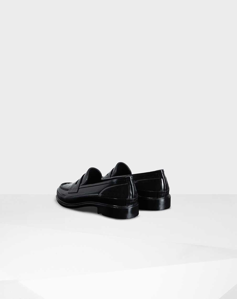 Women's Hunter Original Gloss Penny Loafers Black | US8491603