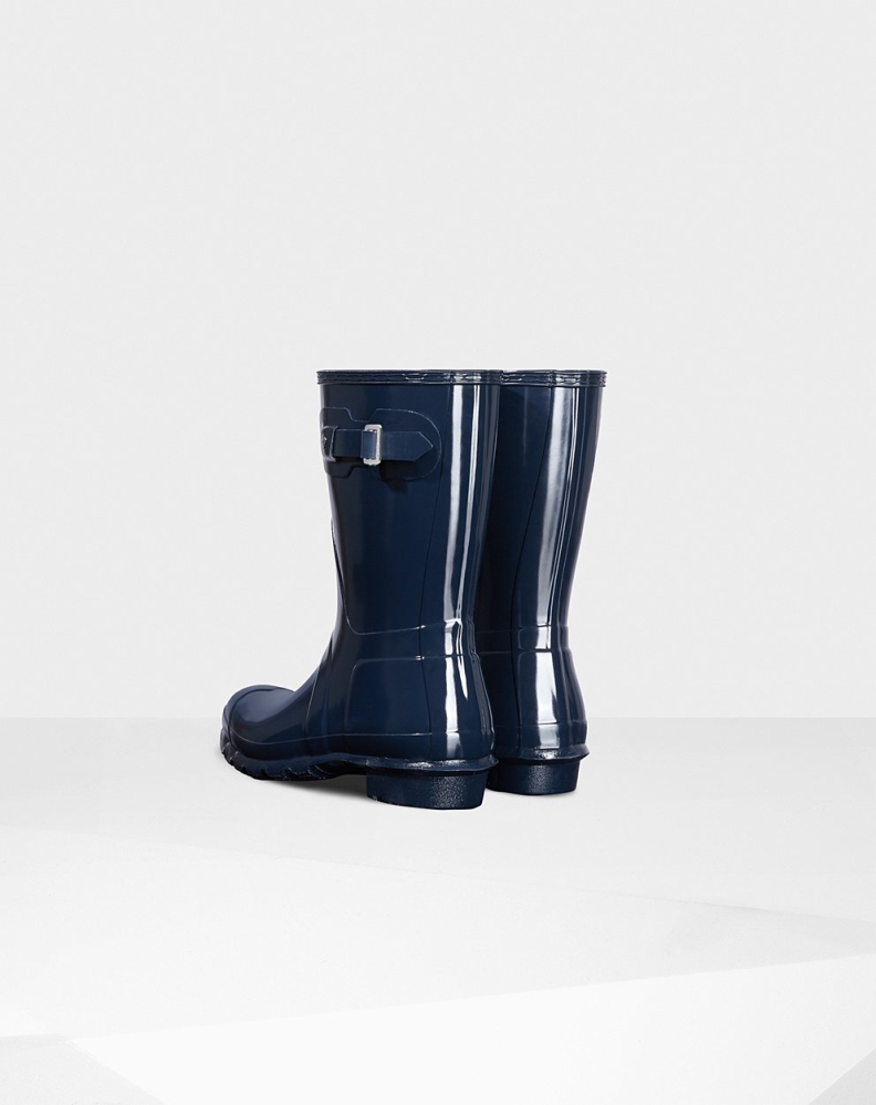 Women's Hunter Original Gloss Short Rain Boots Navy | US3176895