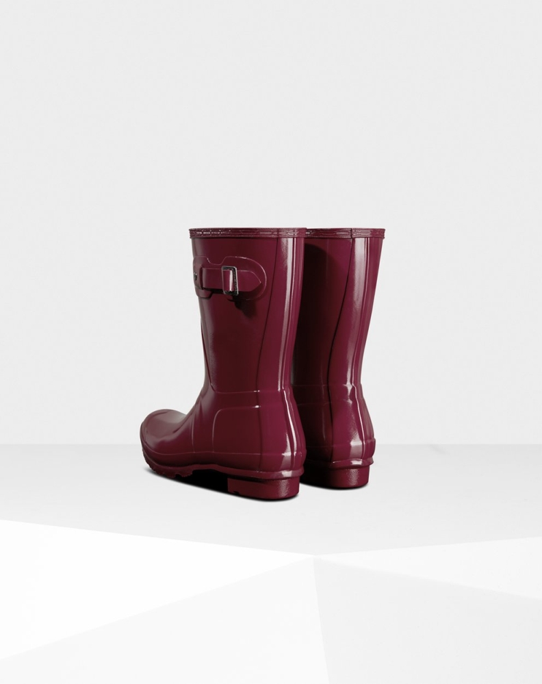 Women's Hunter Original Gloss Short Rain Boots Burgundy | US3416580