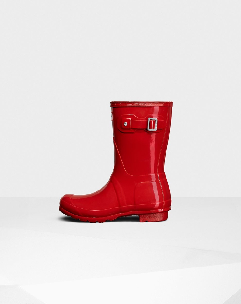 Women's Hunter Original Gloss Short Rain Boots Red | US3917425