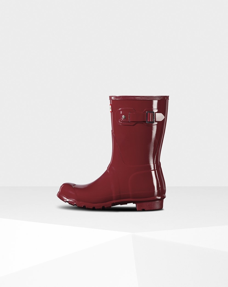 Women's Hunter Original Gloss Short Rain Boots Red | US4518962