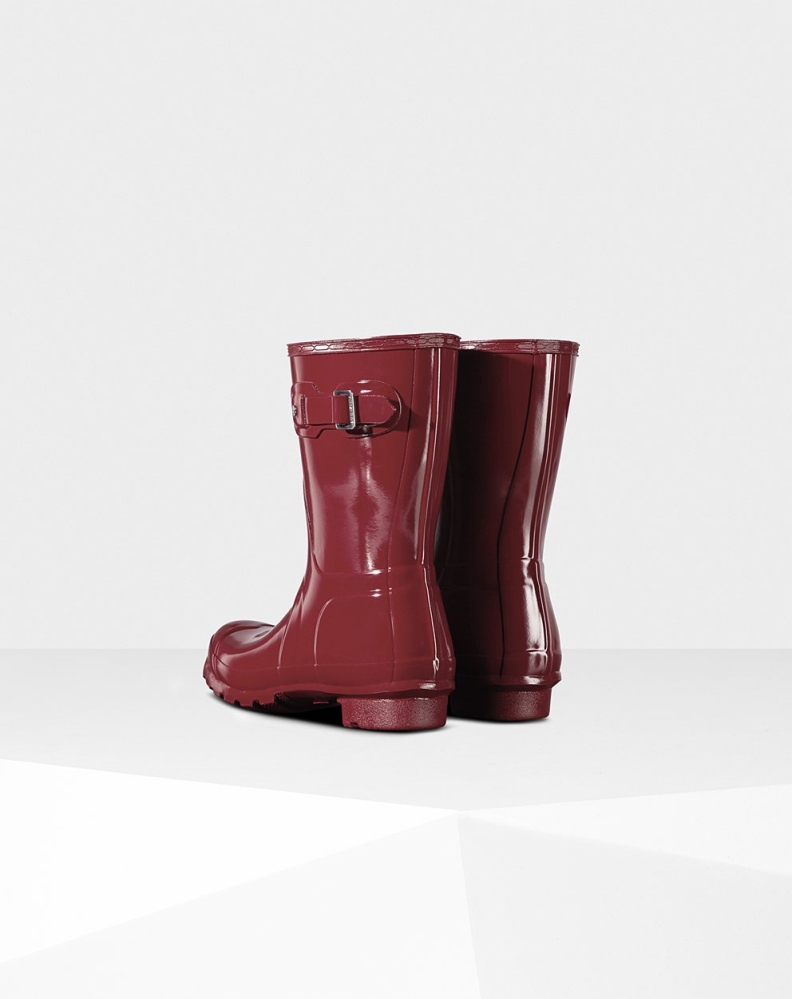 Women's Hunter Original Gloss Short Rain Boots Red | US4518962