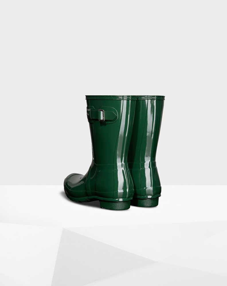 Women's Hunter Original Gloss Short Rain Boots Green | US4530287