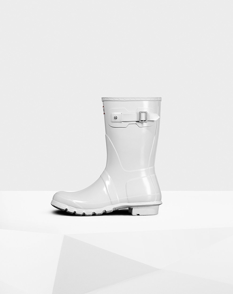 Women\'s Hunter Original Gloss Short Rain Boots White | US8946301