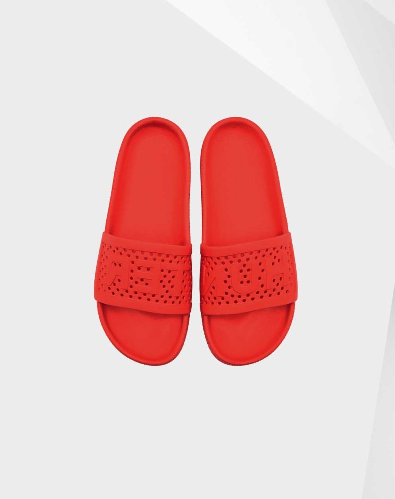 Women's Hunter Original Lightweight Moulded Slides Red | US8521094