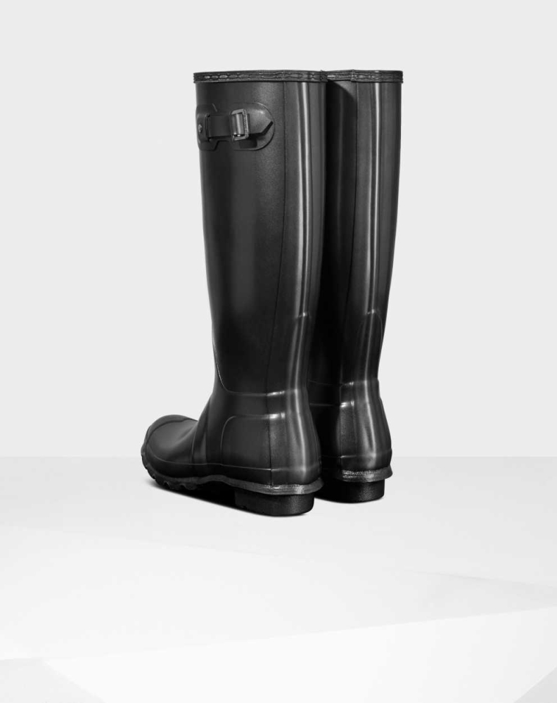 Women's Hunter Original Pearlized Wellington Tall Rain Boots Black | US4320975