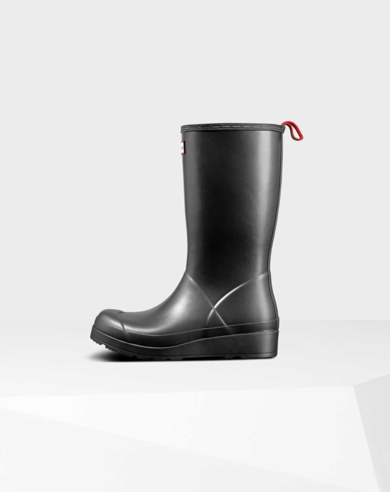 Women's Hunter Original Play Pearlized Wellington Tall Rain Boots Black | US4506237