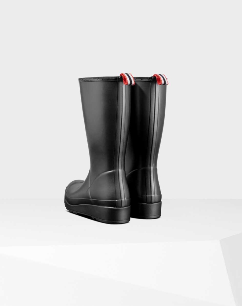 Women's Hunter Original Play Pearlized Wellington Tall Rain Boots Black | US4506237