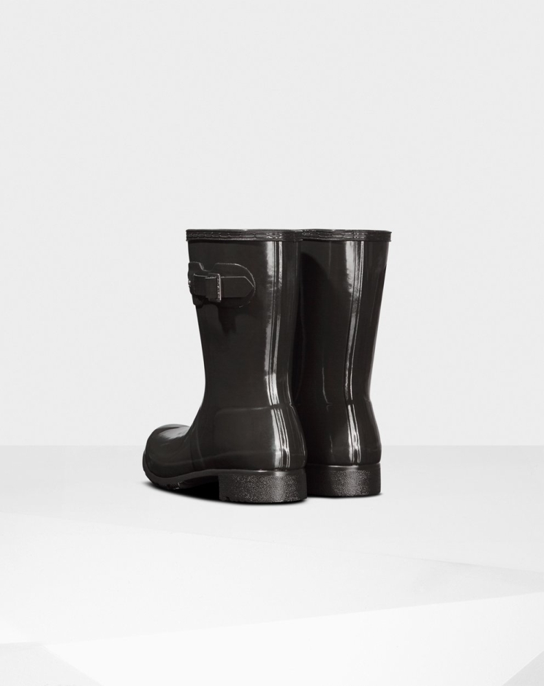 Women's Hunter Original Tour Foldable Gloss Short Rain Boots Black | US2703986