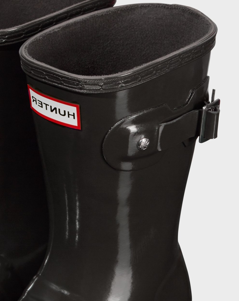 Women's Hunter Original Tour Foldable Gloss Short Rain Boots Black | US2703986