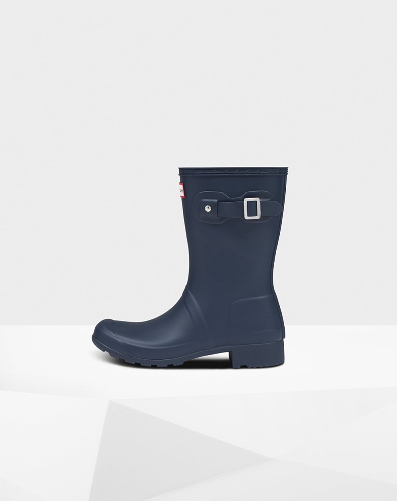 Women's Hunter Original Tour Foldable Short Rain Boots Navy | US7368142