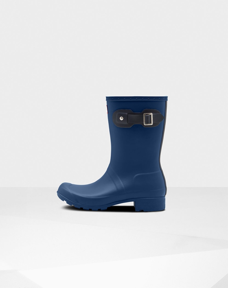 Women's Hunter Original Tour Foldable Short Rain Boots Navy | US9187465