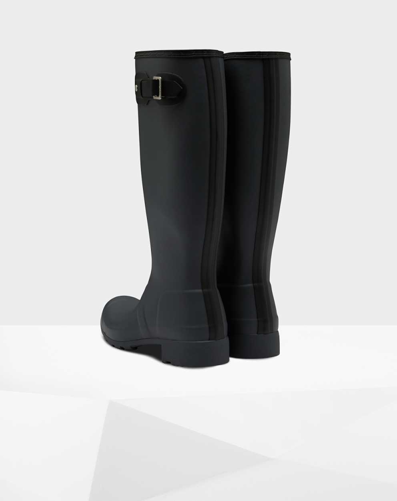 Women's Hunter Original Tour Foldable Wellington Tall Rain Boots Black | US0918342