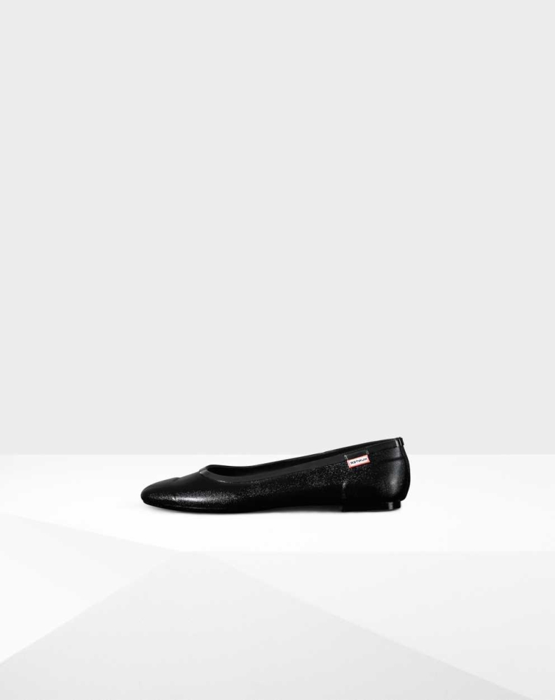 Women's Hunter Original Tour Gloss Ballet Flats Black | US3748250