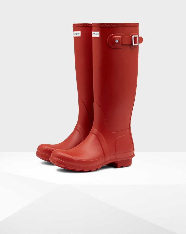 Women\'s Hunter Original Wellington Tall Rain Boots Red | US6187324