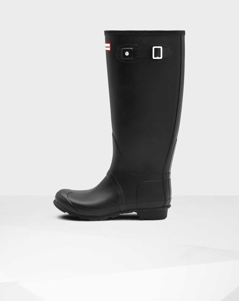 Women's Hunter Original Wide Leg Wellington Tall Rain Boots Black | US3419785