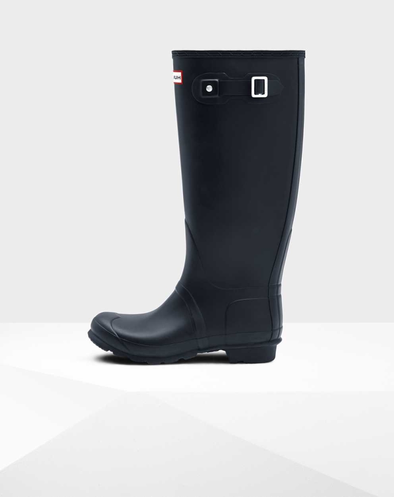 Women's Hunter Original Wide Leg Wellington Tall Rain Boots Navy | US4962150