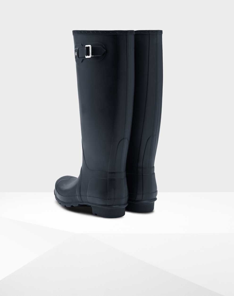 Women's Hunter Original Wide Leg Wellington Tall Rain Boots Navy | US4962150