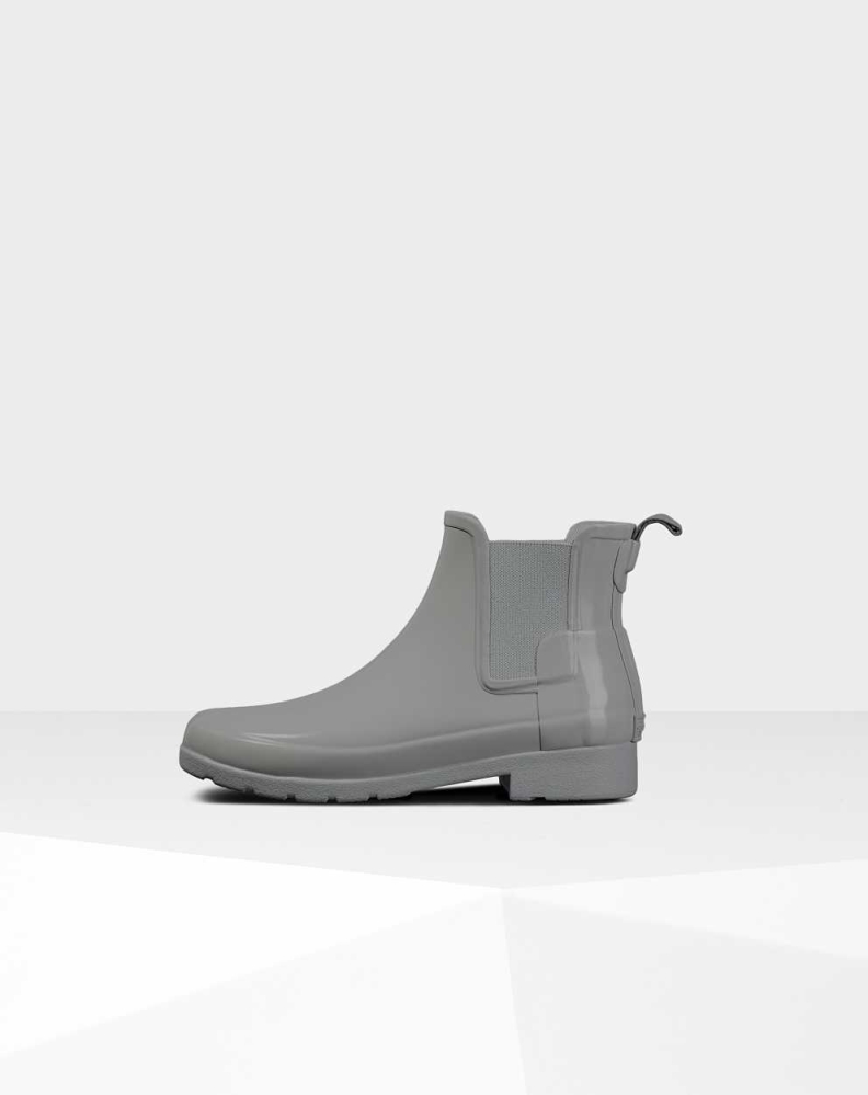 Women's Hunter Refined Gloss Slim Fit Chelsea Boots Grey | US3192805