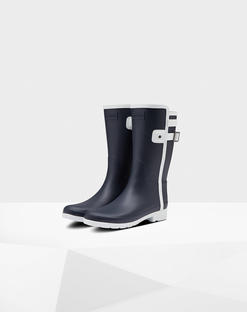 Women's Hunter Refined Slim Fit Contrast Short Rain Boots Navy/White | US1345287