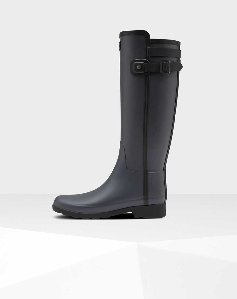 Women's Hunter Refined Slim Fit Contrast Wellington Tall Rain Boots Black | US3752014