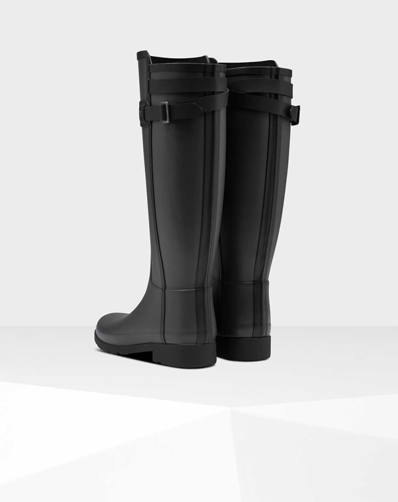 Women's Hunter Refined Slim Fit Contrast Wellington Tall Rain Boots Black | US3752014