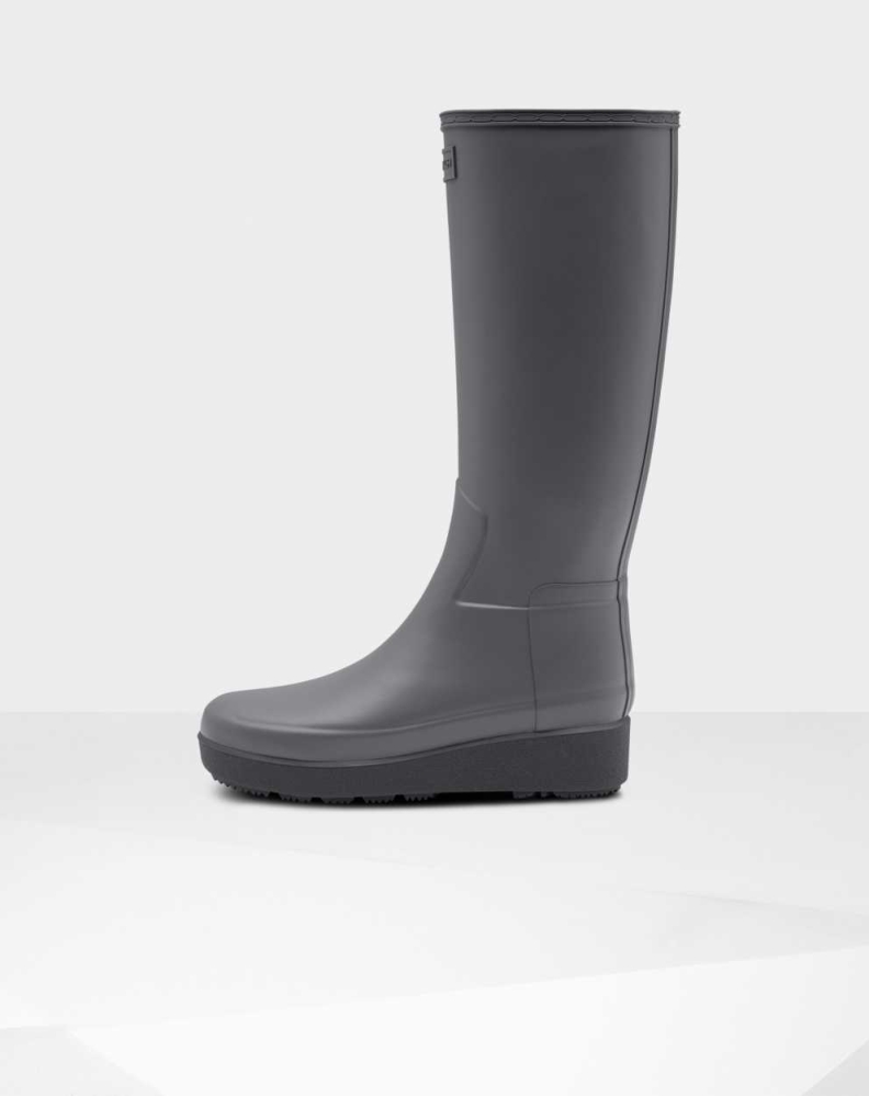 Women's Hunter Refined Slim Fit Creeper Wellington Tall Rain Boots Grey | US7306598