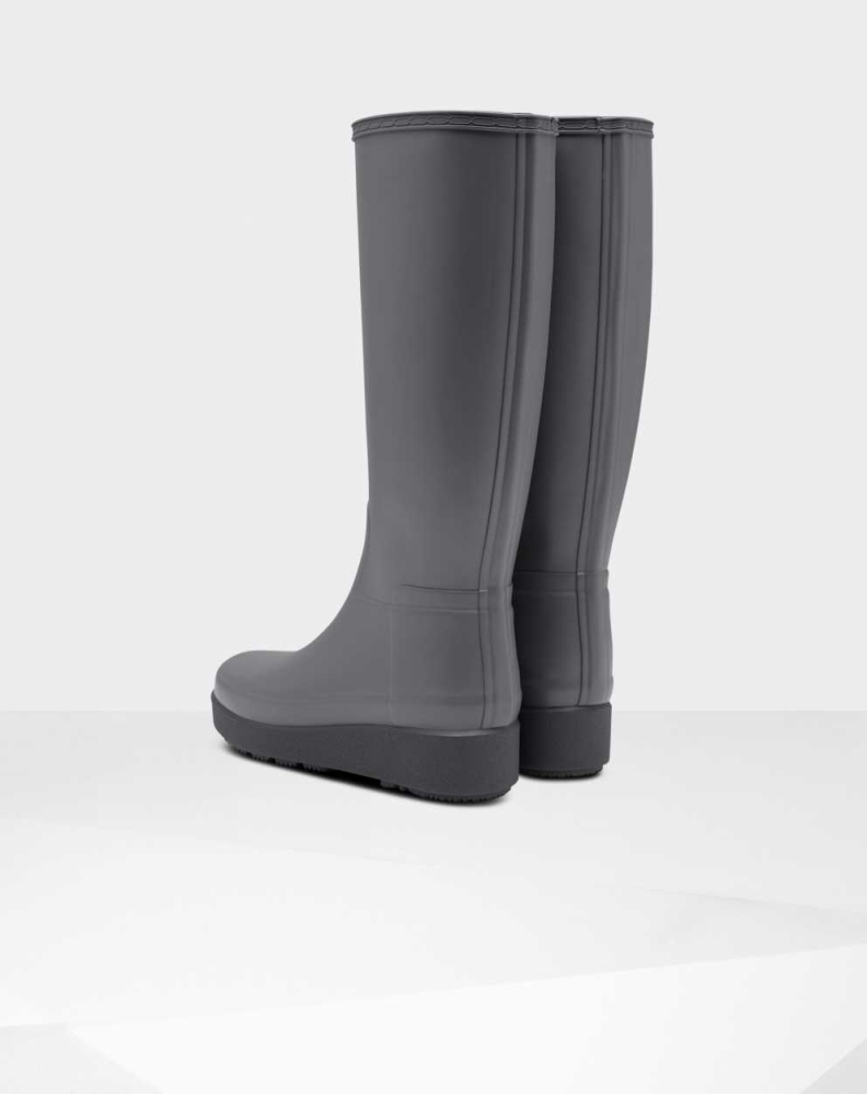 Women's Hunter Refined Slim Fit Creeper Wellington Tall Rain Boots Grey | US7306598