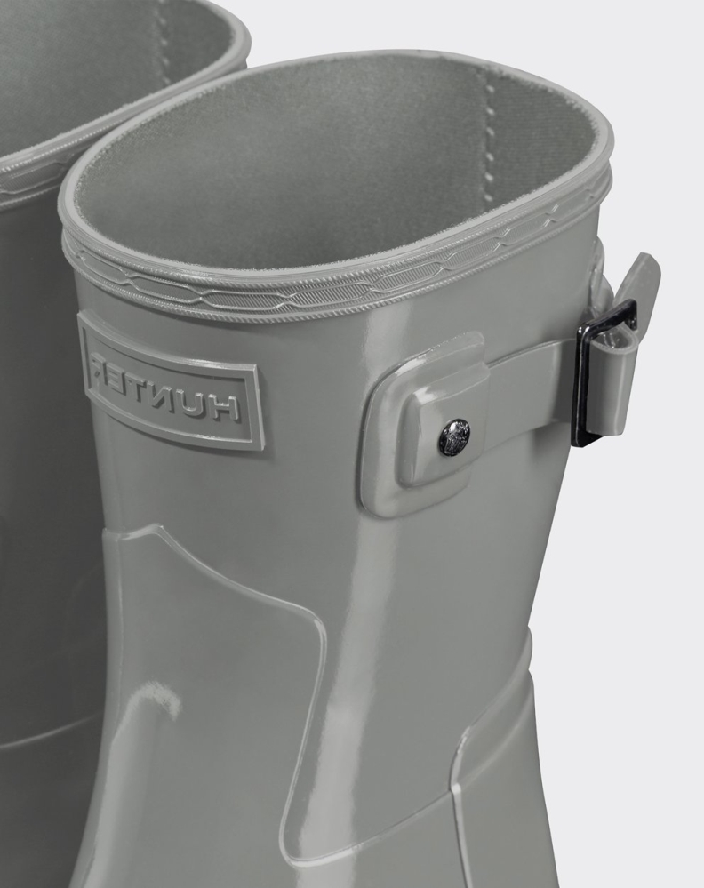 Women's Hunter Refined Slim Fit Gloss Short Rain Boots Grey | US6903817