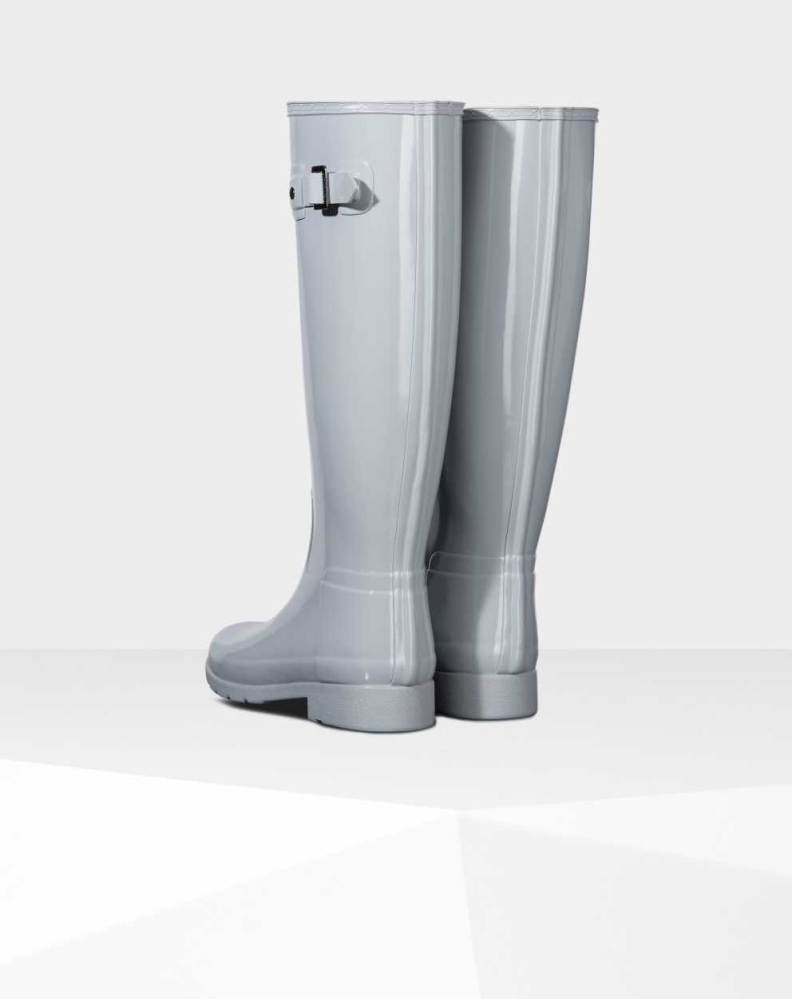 Women's Hunter Refined Slim Fit Gloss Wellington Tall Rain Boots Grey | US3074251