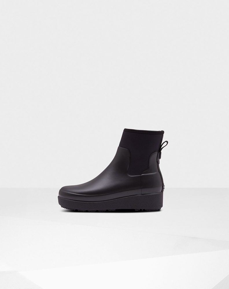 Women's Hunter Refined Slim Fit Neoprene Chelsea Boots Black | US0584219