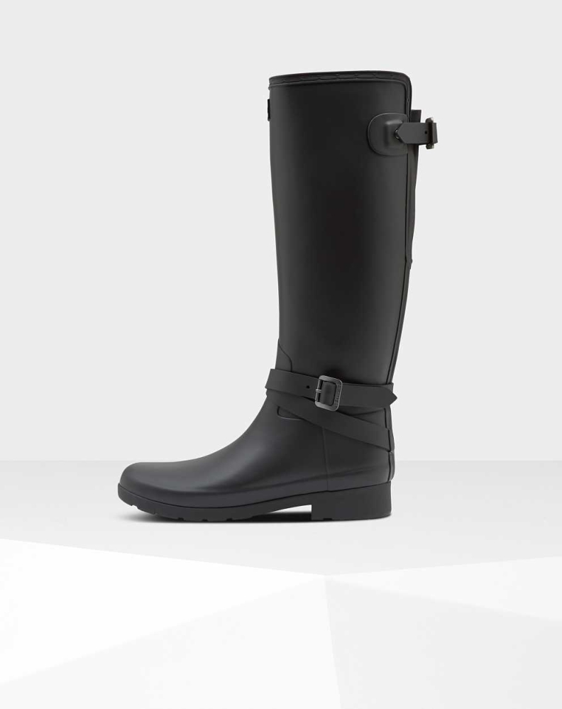 Women's Hunter Refined Slim Fit Wellington Tall Rain Boots Black | US0735648