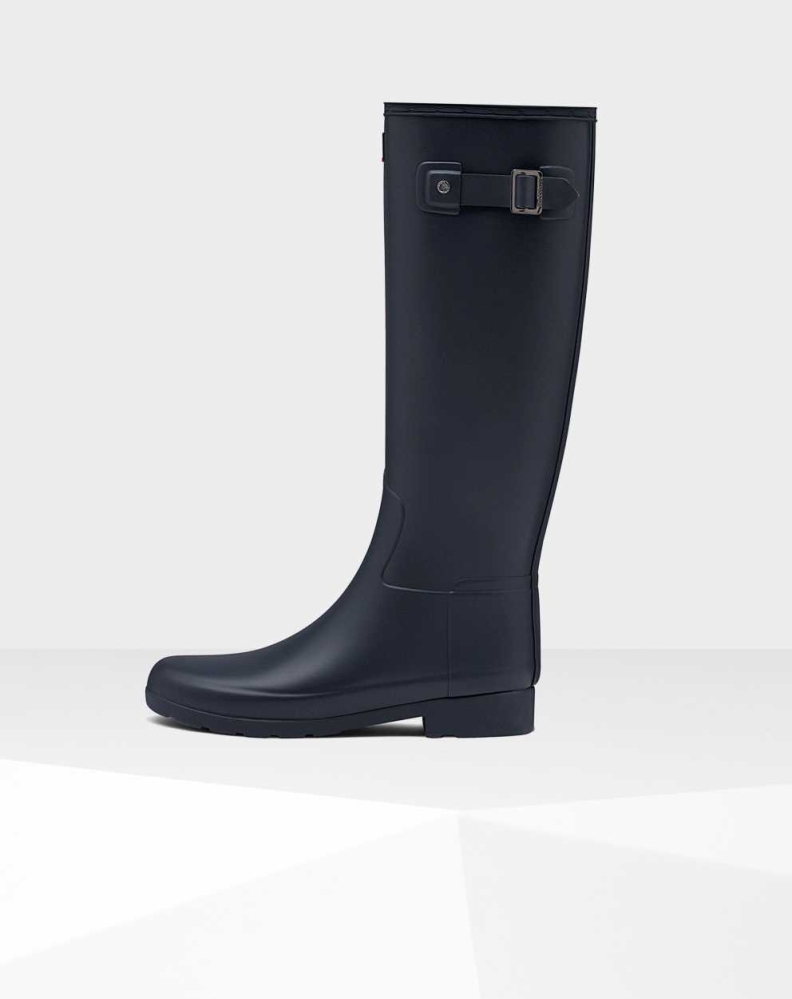 Women's Hunter Refined Slim Fit Wellington Tall Rain Boots Navy | US0789432