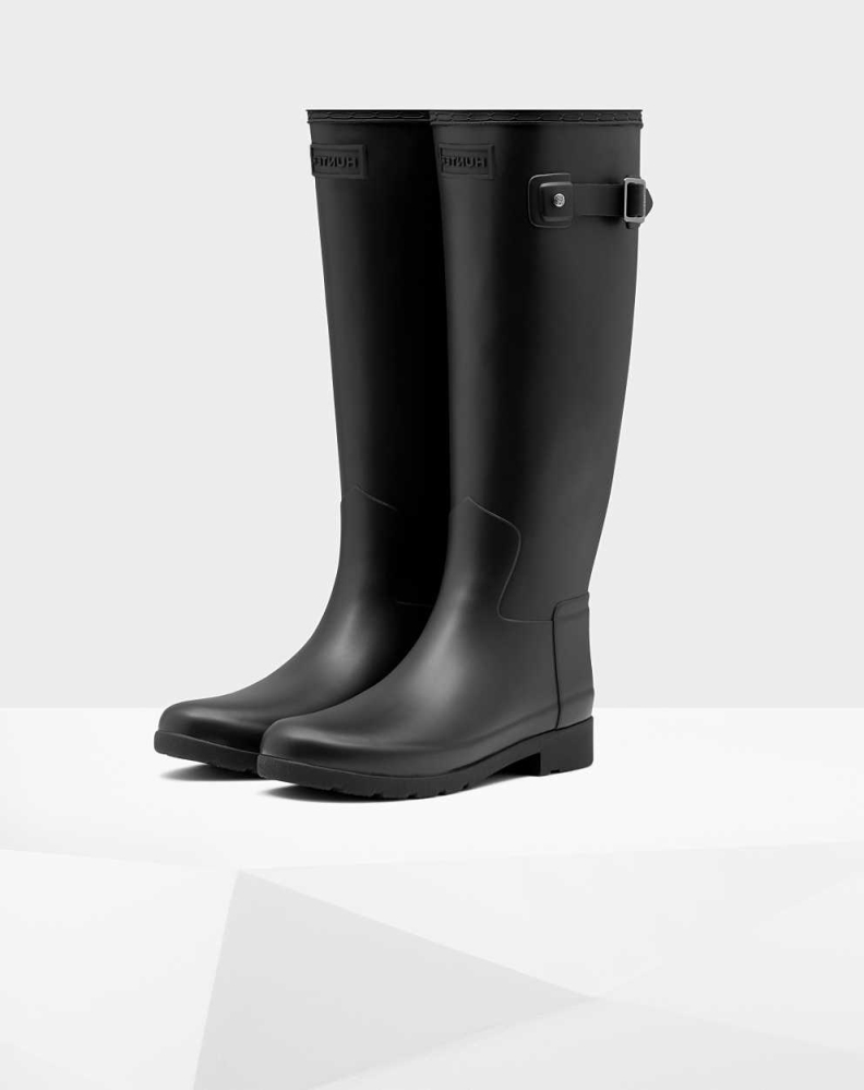 Women\'s Hunter Refined Slim Fit Wellington Tall Rain Boots Black | US1072935