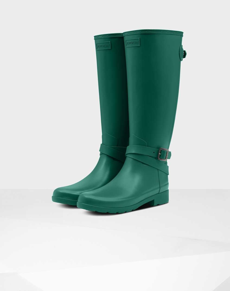 Women\'s Hunter Refined Slim Fit Wellington Tall Rain Boots Green | US2431697