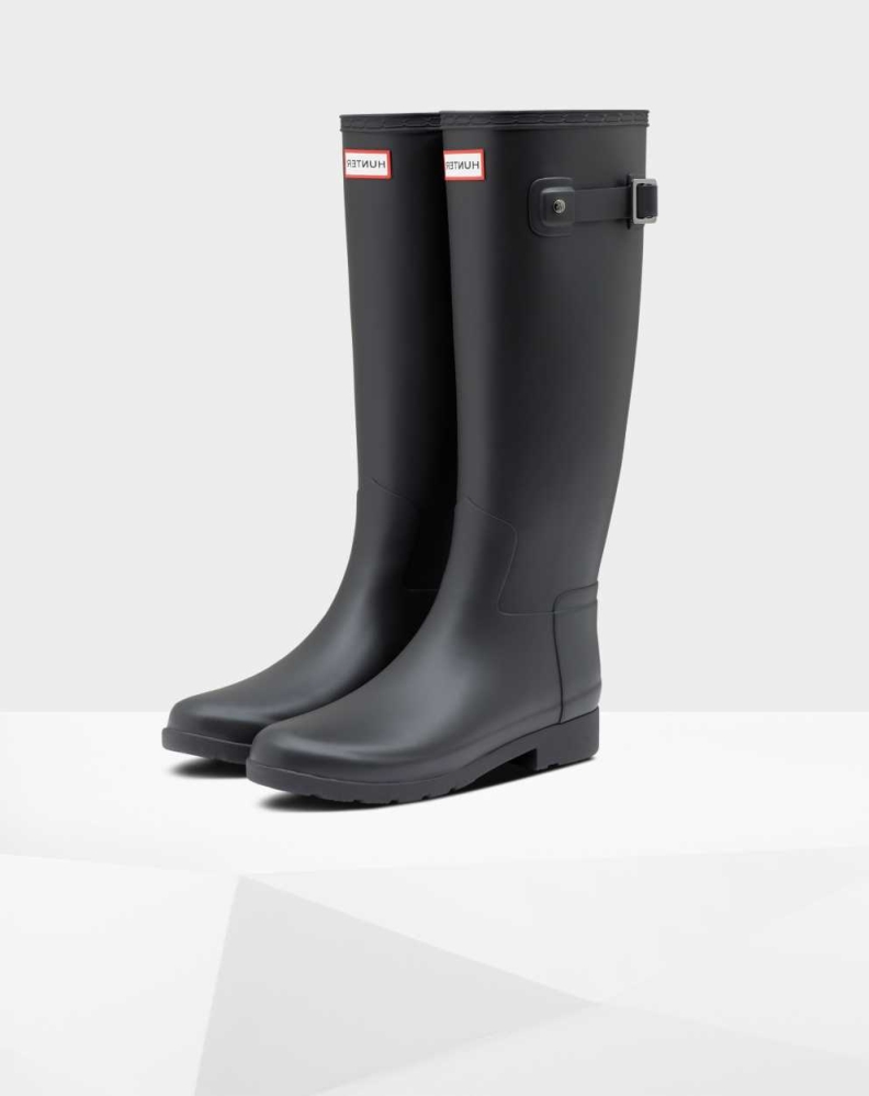 Women\'s Hunter Refined Slim Fit Wellington Tall Rain Boots Black | US5230791